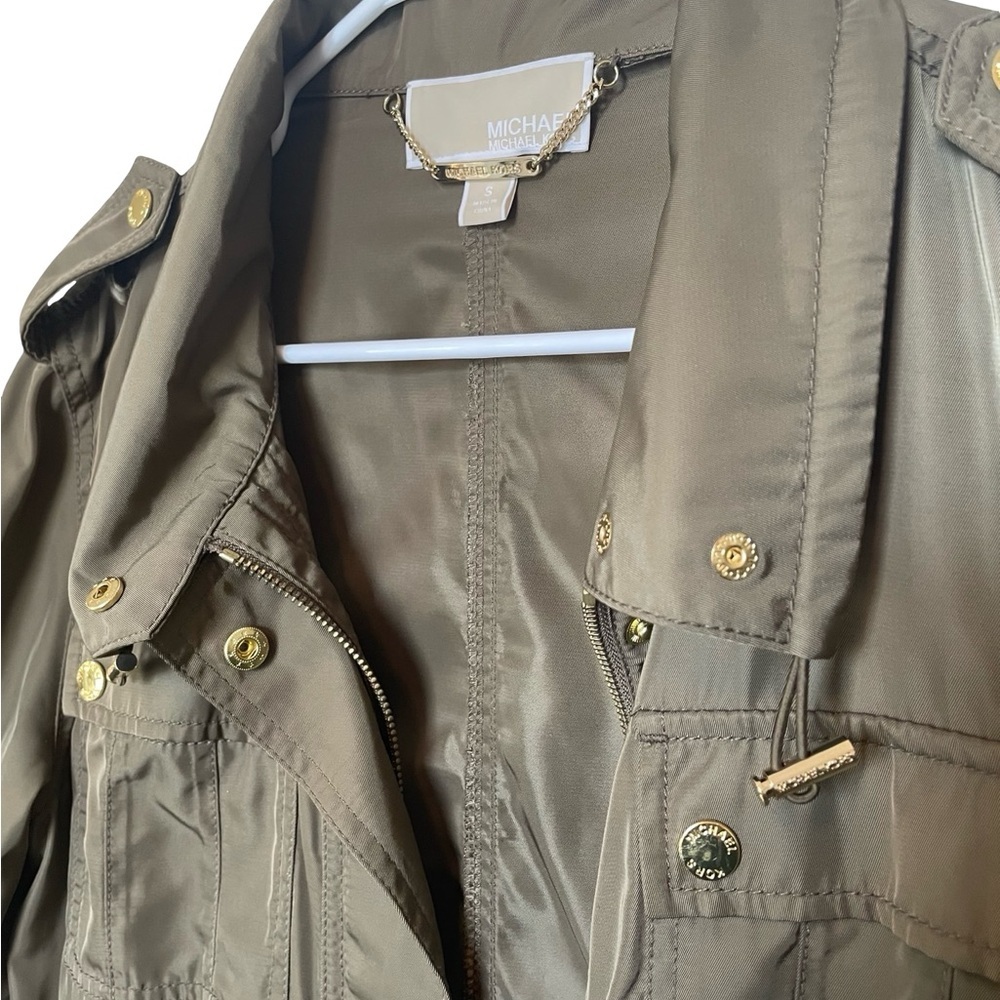 Michael Kors Olive Utility Jacket Small Gold Hardware Anorak - Picture 4 of 12